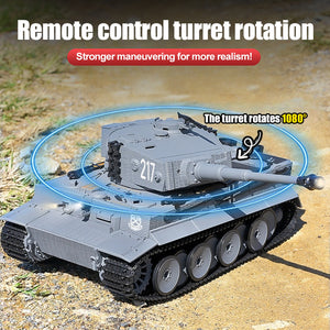 1/24 Remote Control Tank 2.4G Infrared Battle RC Tank 1080° Turret Rotates with Metal Track