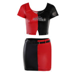 Sexy Harley Outfit Women Red and Black Cosplay Dress Joker Harley Halloween Costume