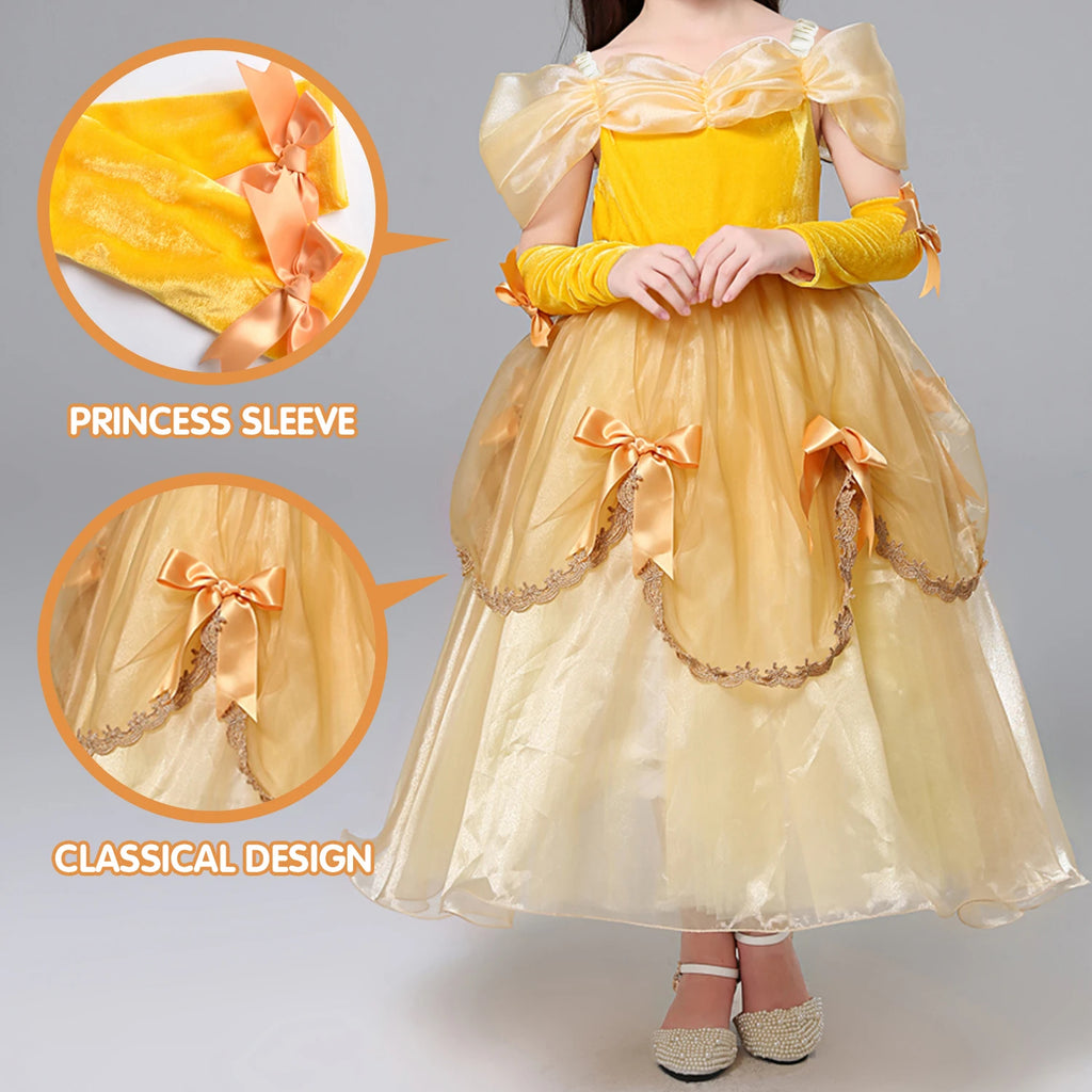 Belle Costume Girl Princess Dress Light Up Dress Glowing Party Dress Birthday Dress