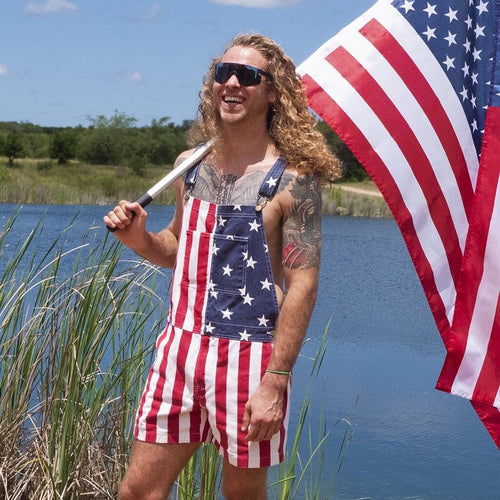 Adult 4th of July Clothes Couples Independence Day Denim Overalls US Flag Outfit