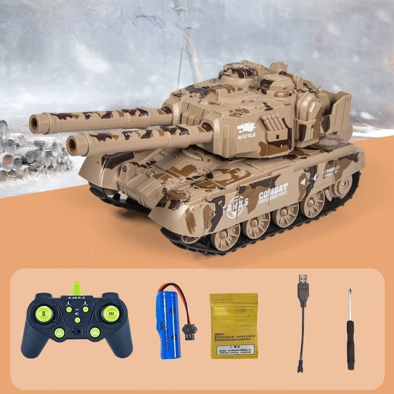 1/24 Remote Control Tank 2.4G Double Cannon Water Bomb Tank 360° Rotating Tracked Tank