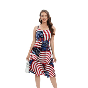 Women 4th Of July Outfit American Flag Star Striped Dress for Patriotic Ladies