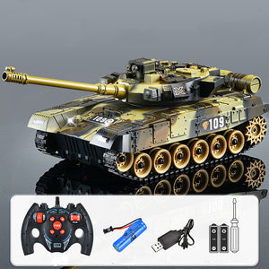 9CH Remote Control Tank 2.4G Tracked Tank 360° Rotating Turret with Light Sound Effects