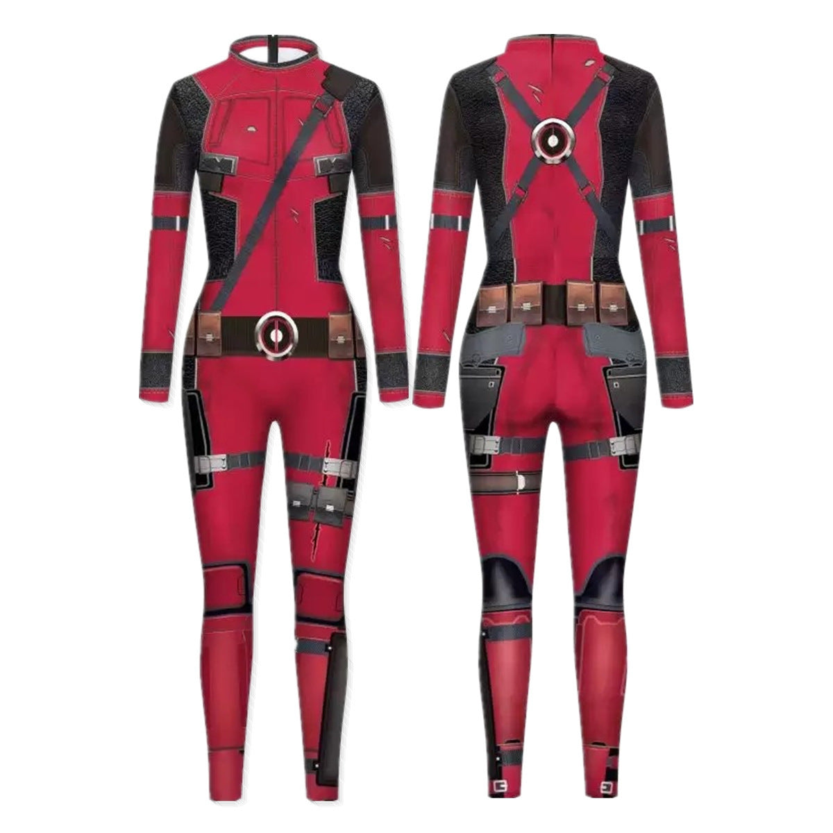 Adults Deady Pool Cosplay Costume Wade Jumpsuit for Halloween Party