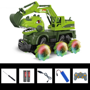 2.4G Dino Remote Control Car 9CH RC Engineering Vehicle Excavator Crane Dump Truck Mixer Truck Toy