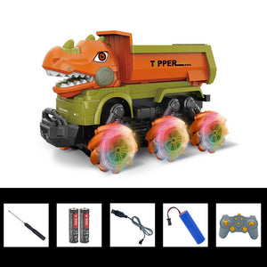 2.4G Dino Remote Control Car 9CH RC Engineering Vehicle Excavator Crane Dump Truck Mixer Truck Toy