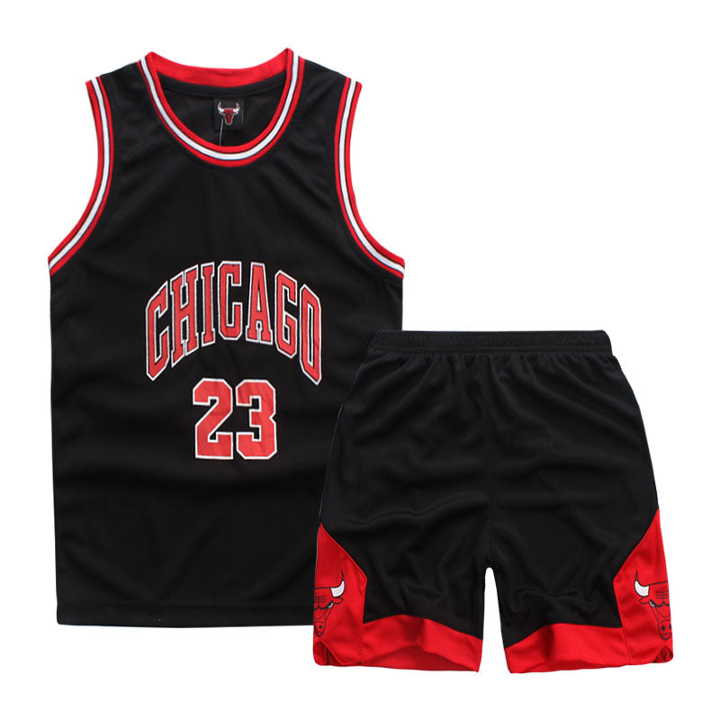 Kids Chicago Basketball Jersey Bull #23 Black Sleeveless T-shirt and Shorts 2pcs Suit