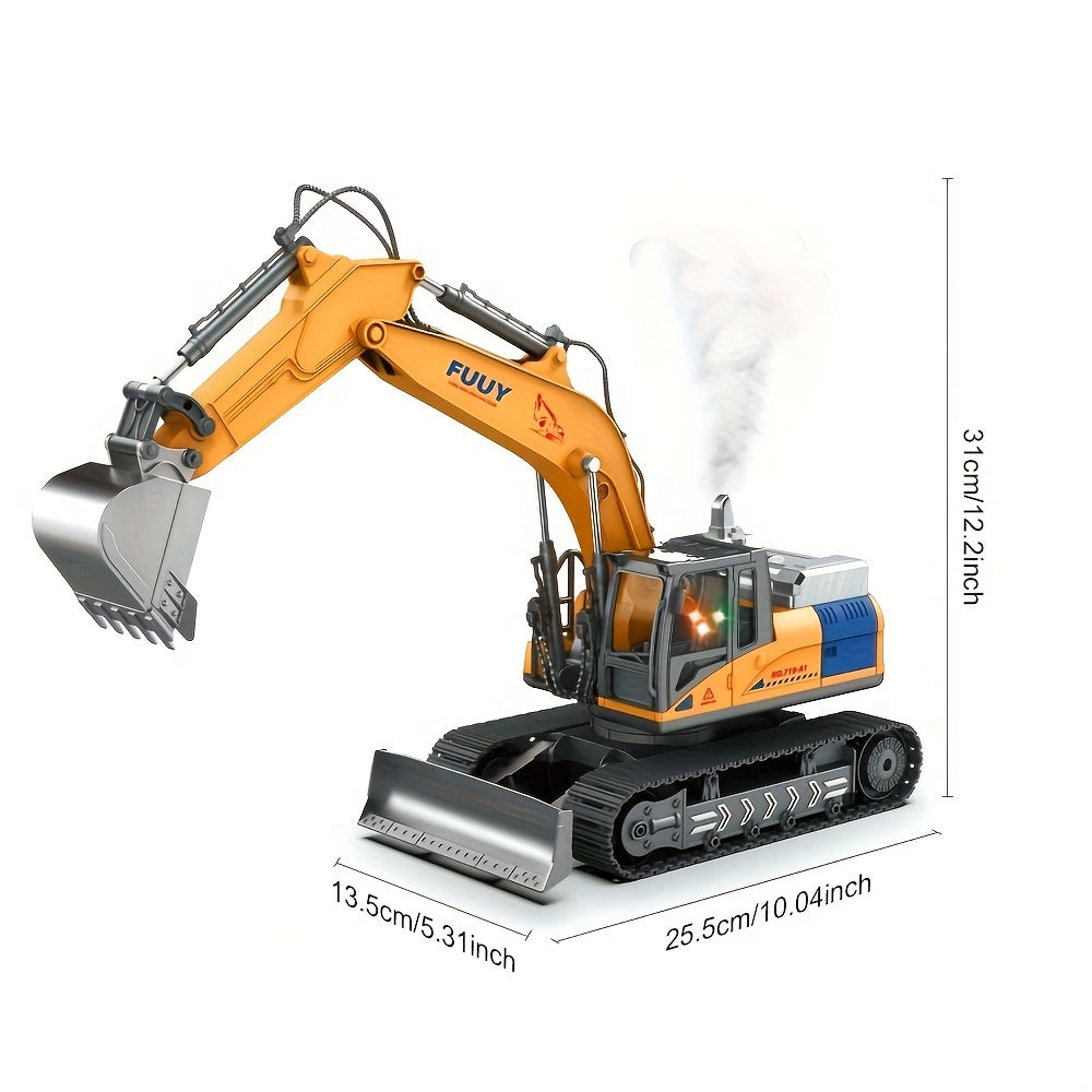 2-in-1 RC Excavator Bulldozer 15CH Alloy RC Engineering Vehicle With Spray & Light