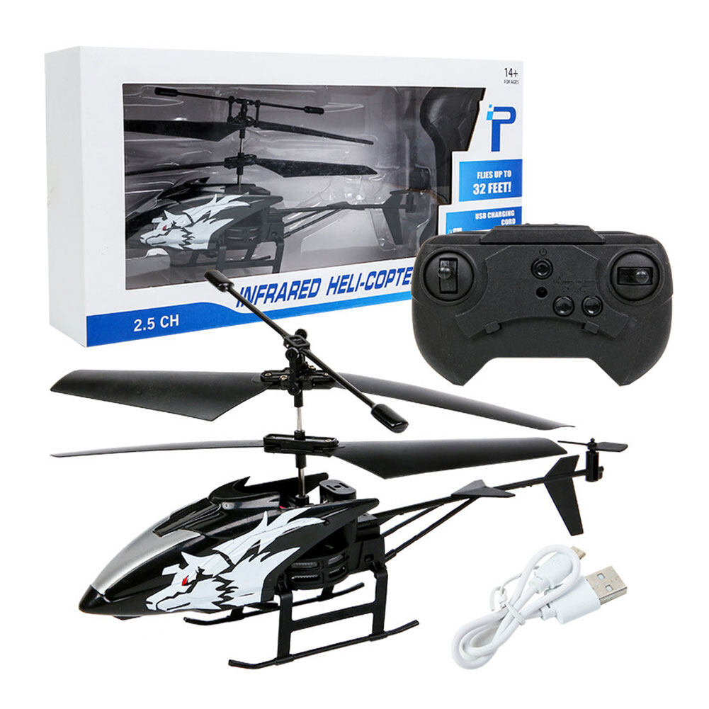 Remote Control Helicopter 2CH Cartoon RC Aircraft with Light Kids Plane Toys