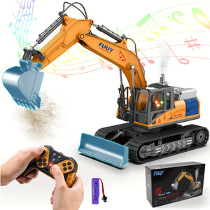 2-in-1 RC Excavator Bulldozer 15CH Alloy RC Engineering Vehicle With Spray & Light