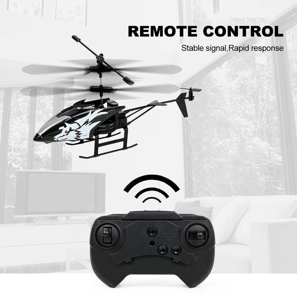 Remote Control Helicopter 2CH Cartoon RC Aircraft with Light Kids Plane Toys