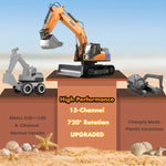 2-in-1 RC Excavator Bulldozer 15CH Alloy RC Engineering Vehicle With Spray & Light