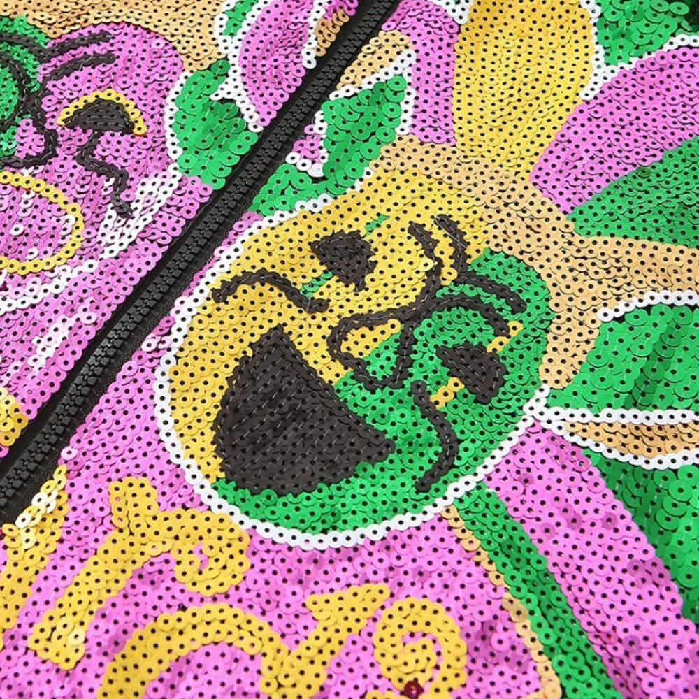 MardiGra Sequin Party Dress Casual Fleur De Lis Flower Shirt Carnival Costume for Women