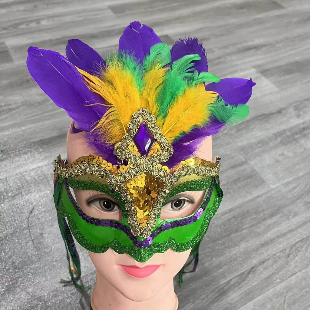 Mardigra Mask Unisex Carnival Party Mask in a Mix of Purple, Gold and Green Colors