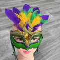 Mardigra Mask Unisex Carnival Party Mask in a Mix of Purple, Gold and Green Colors