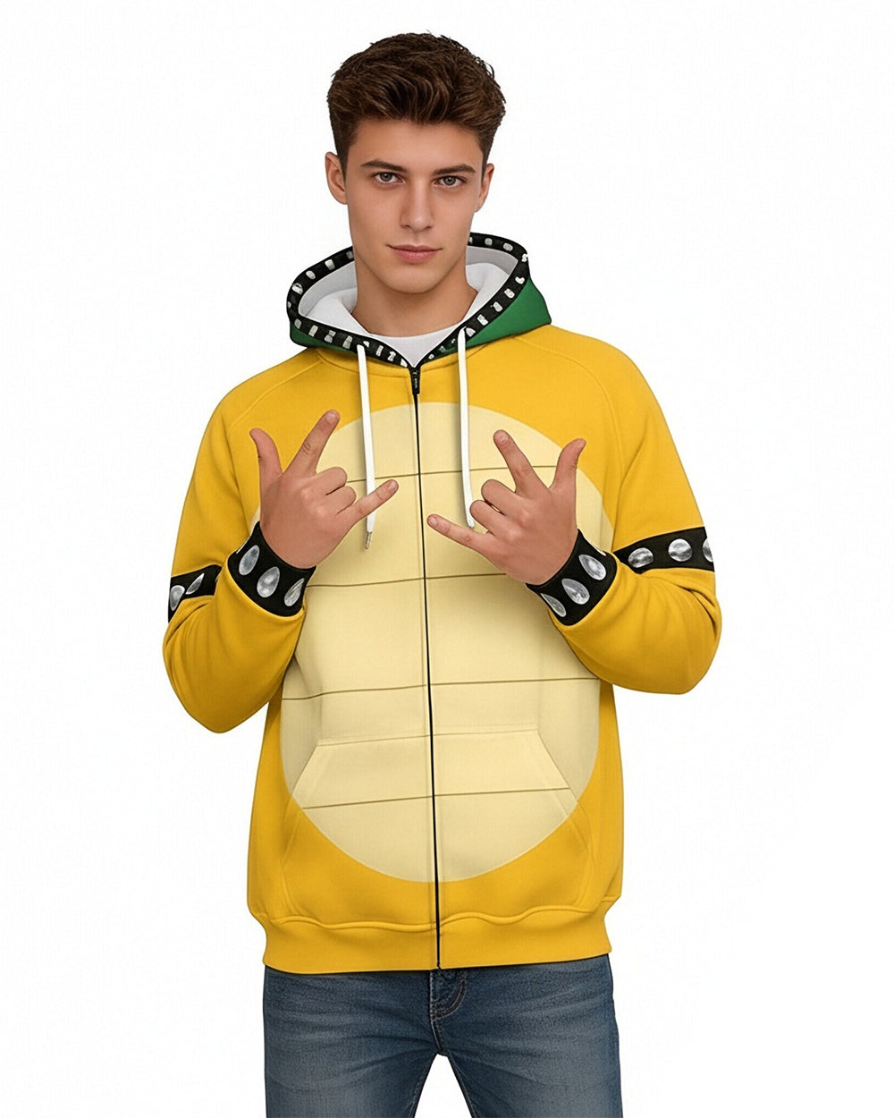 Yellow Monster Costume The Turtle Zip-up Sweatshirt Hoodie for Themed Parties