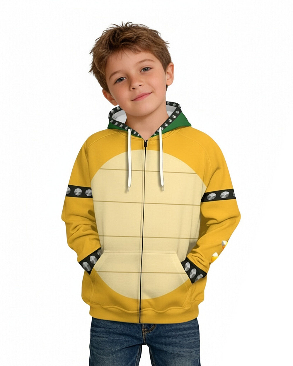 Yellow Monster Costume The Turtle Zip-up Sweatshirt Hoodie for Themed Parties