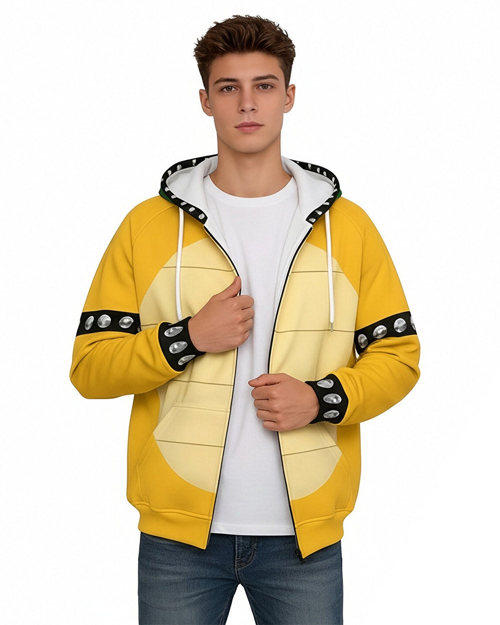 Yellow Monster Costume The Turtle Zip-up Sweatshirt Hoodie for Themed Parties