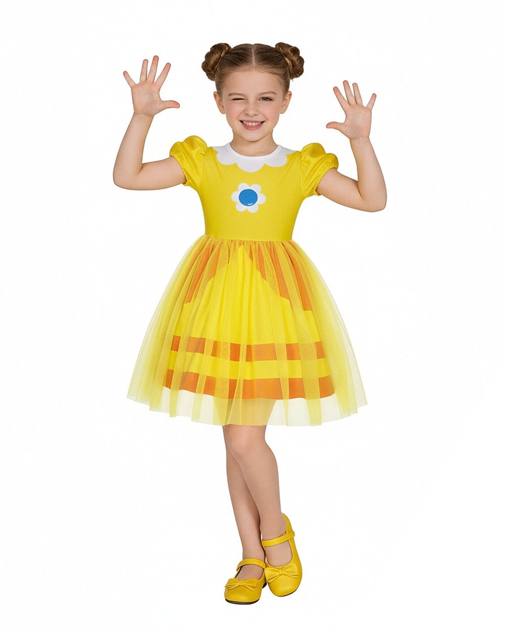 Rosalina Princess Dress Soft Multi-Layered Tulle Party Gown with Puffy Sleeves for Daily Wear