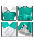 Rosalina Princess Costume Turquoise Satin Off-shoulder Ball Gown with Silver Star High Low Dress