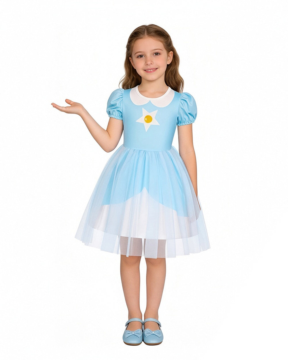 Rosalina Princess Dress Soft Multi-Layered Tulle Party Gown with Puffy Sleeves for Daily Wear