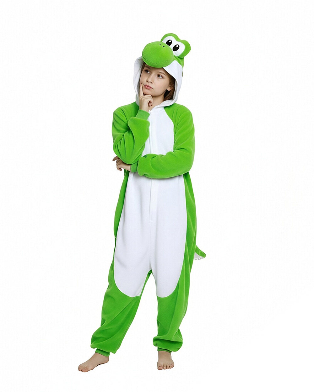 Green Dinosaur Plush Onesie Soft Pajamas with Spiky Tail for Cozy Home Wear