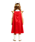Girls Women Magical Princess of Power Costume White Goddess Warrior Dress Set with Cloak for Halloween Cosplay
