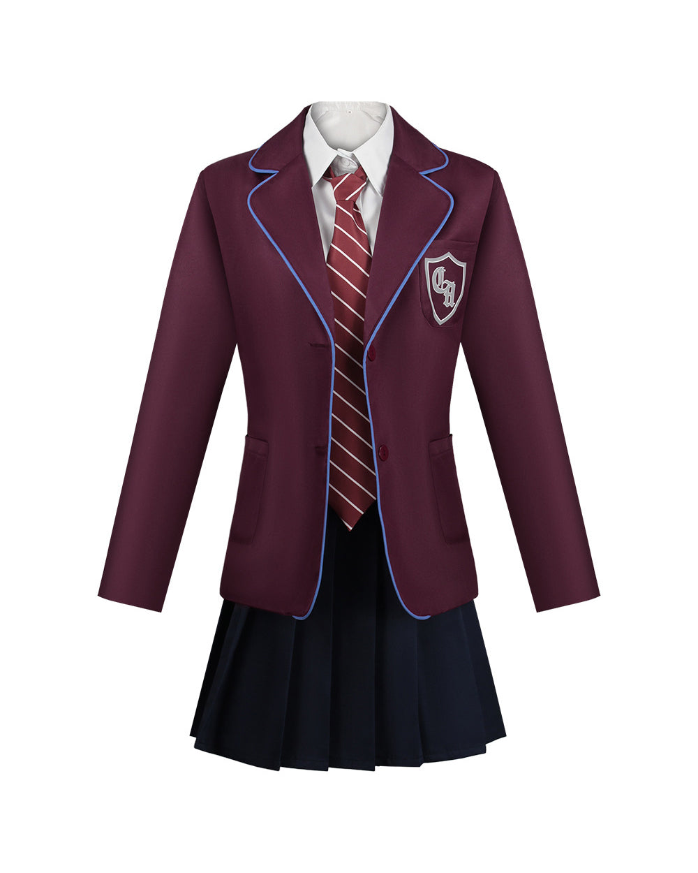 Musical Theater School Uniform Burgundy Blazer Pleated Skirt Shirt and Tie for Bookworm Fans