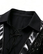 Men Pirate Costume Black Tops Pants Belt Pirate Eyepatch and Bandana 5pcs Set for Halloween