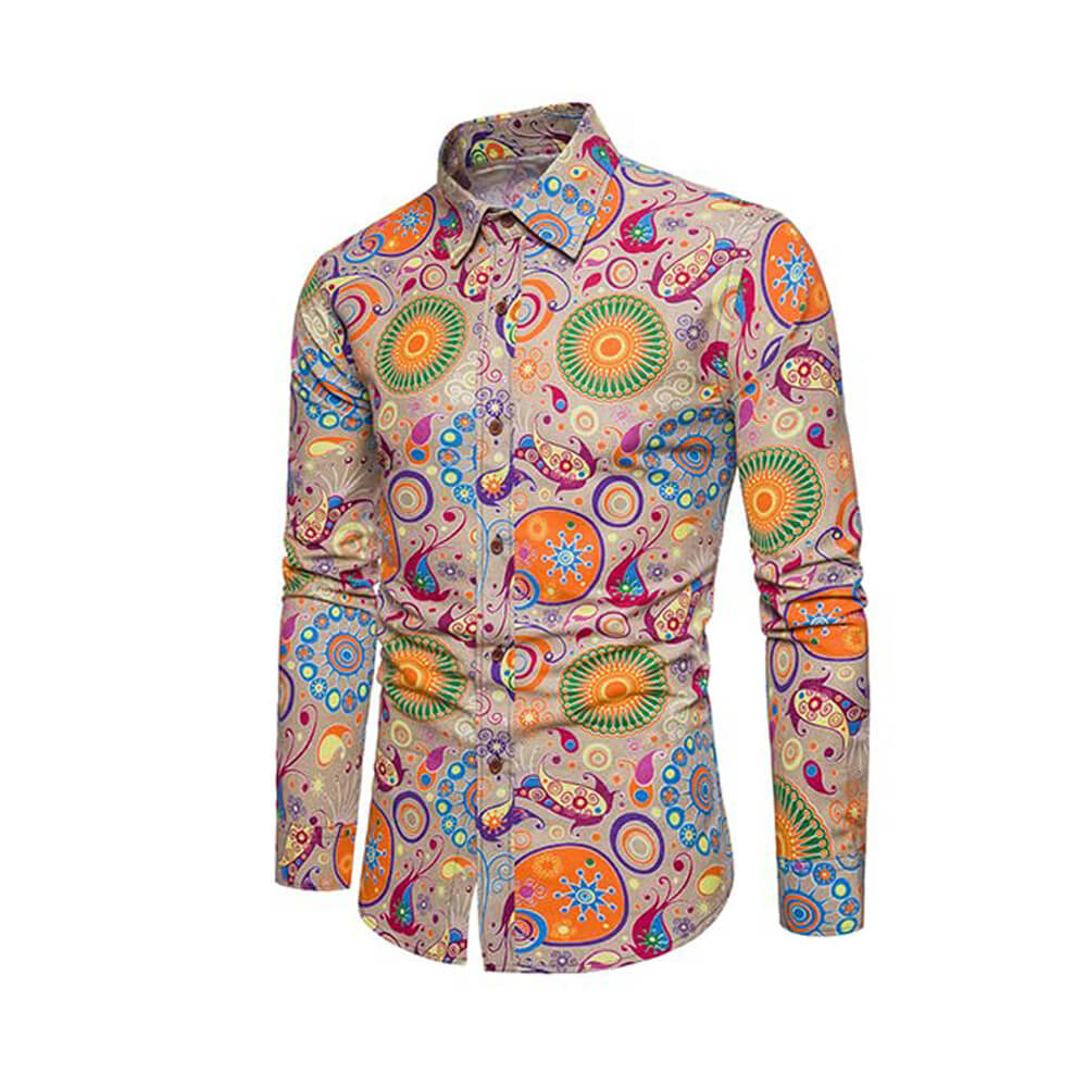 Mens Disco Outfit 70s Fashion Costume Bell-Bottoms Shirts Wig and Accessories Full Set for Disco Party