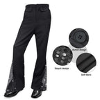 Mens 70s Disco Outfit 80s Costume Disco Bell-Bottoms Shirt Wig Necklace Moustache Sunglasses Full Set