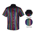 Mens 70s Disco Outfit 80s Costume Disco Bell-Bottoms Shirt Wig Necklace Moustache Sunglasses Full Set