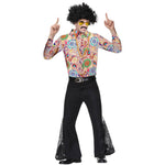 Mens Disco Outfit 70s Fashion Costume Bell-Bottoms Shirts Wig and Accessories Full Set for Disco Party