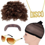 Guys Disco Outfit Short Sleeve Button Up Sequin Shirt and Accessroeries 70s Disco Costume
