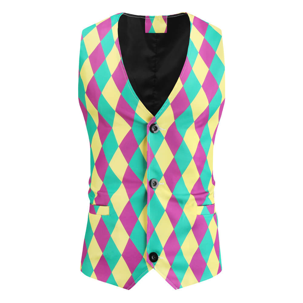 Men's Mardigra Outfit Fat Tuesday Carnival Party Tops Pants Vest and Accessories Suit Party Costume