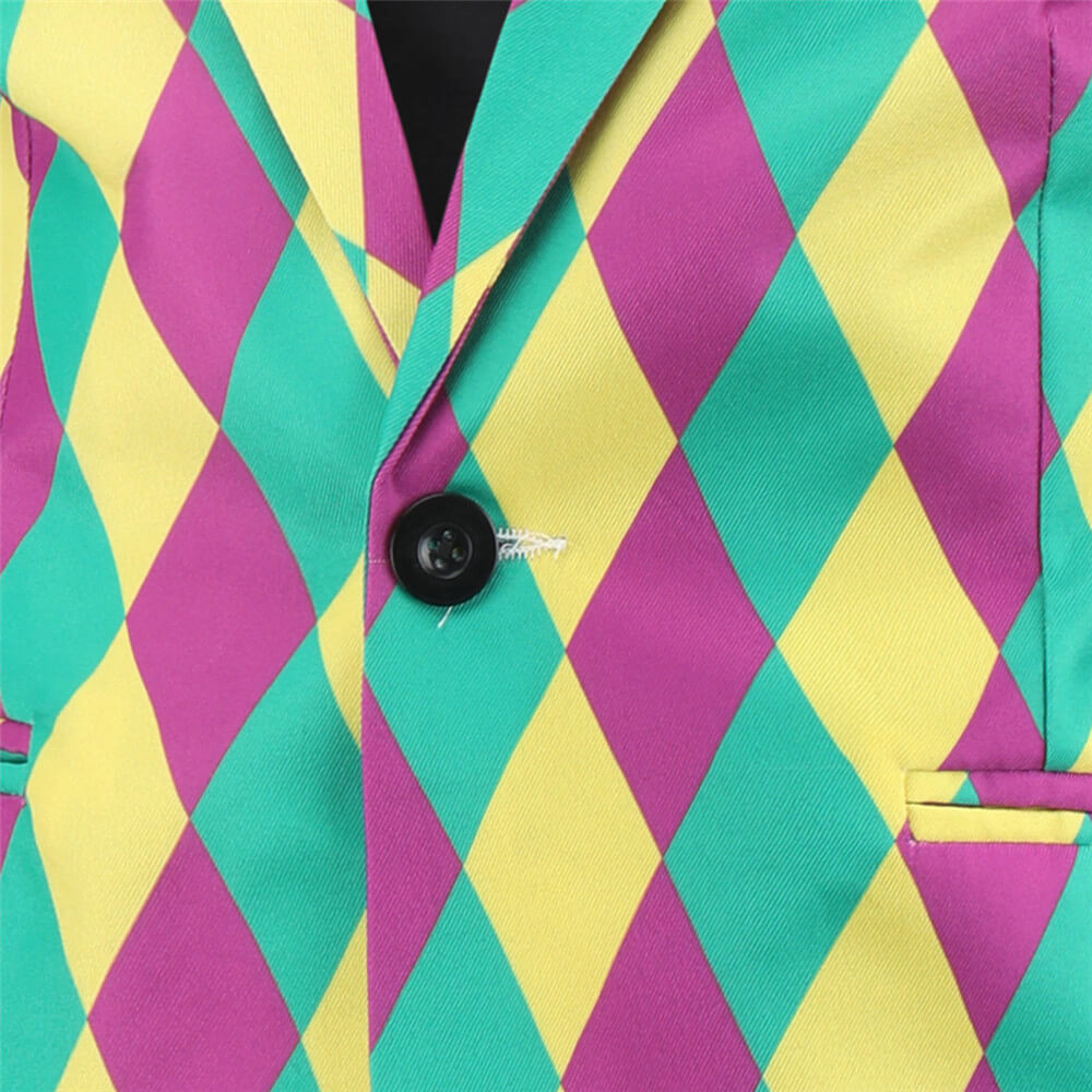 Men's Mardigra Outfit Fat Tuesday Carnival Party Tops Pants Vest and Accessories Suit Party Costume