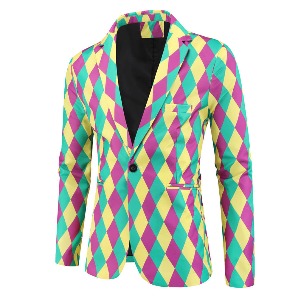 Men's Mardigra Outfit Fat Tuesday Carnival Party Tops Pants Vest and Accessories Suit Party Costume