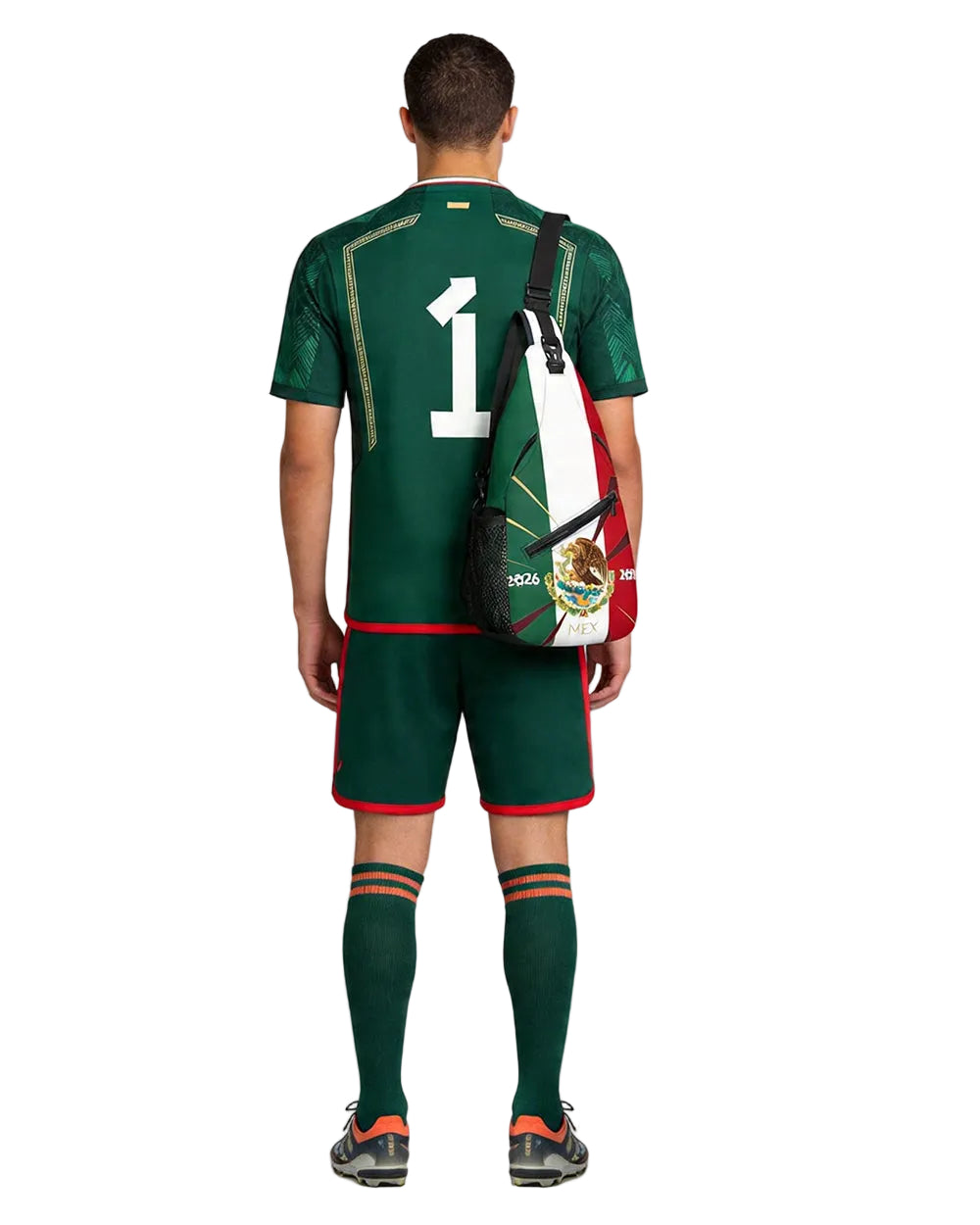 Mexico Soccer Jersey Shirts Shorts Socks and Sling Bag Soccer Fan Cheering Kit for Game Day Party Supplies