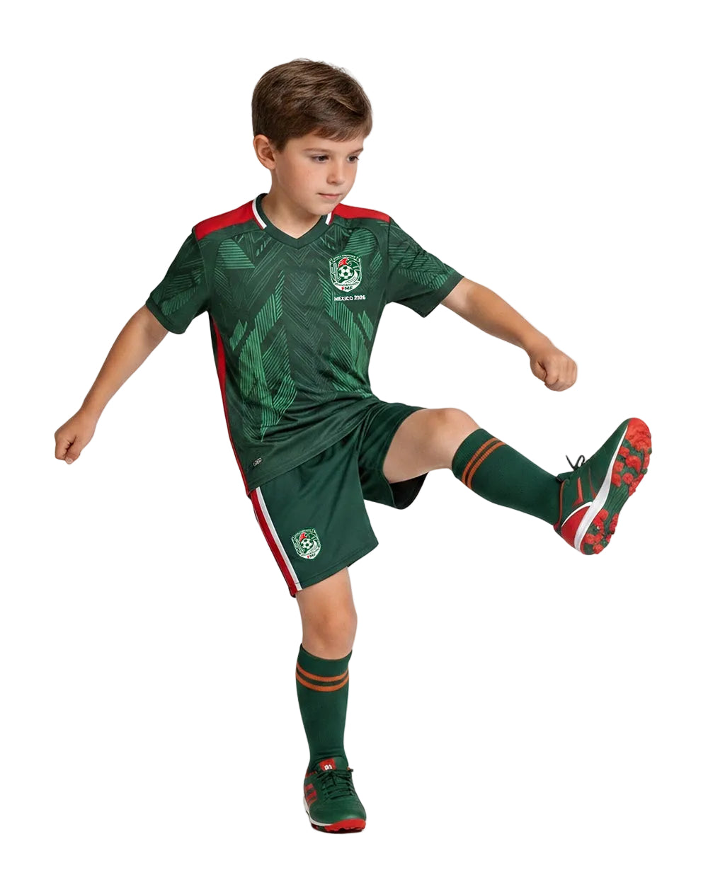 Mexico Soccer Jersey Shirts Shorts Socks and Sling Bag Soccer Fan Cheering Kit for Game Day Party Supplies