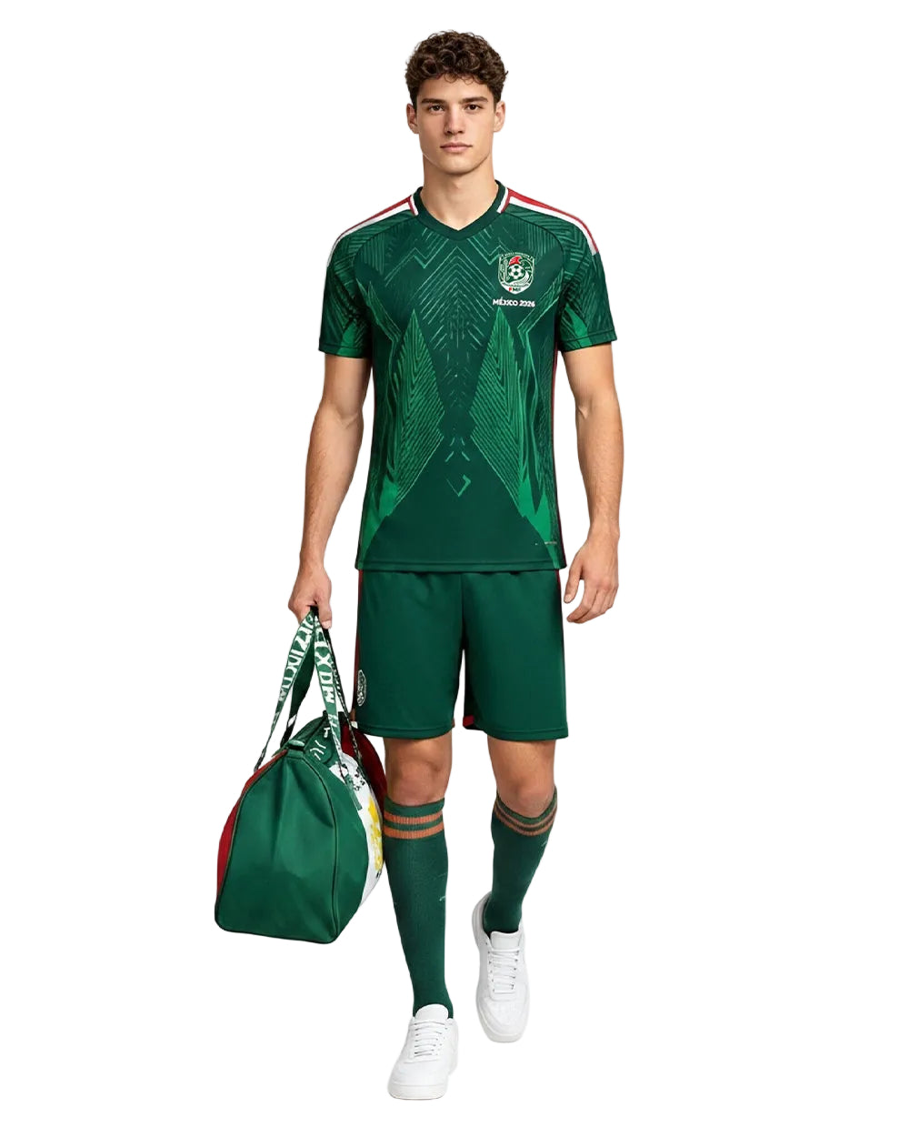 Mexico Soccer Uniform Jersey Shirts Socks and National Duffel Bag Complete Training Kit for Soccer Players