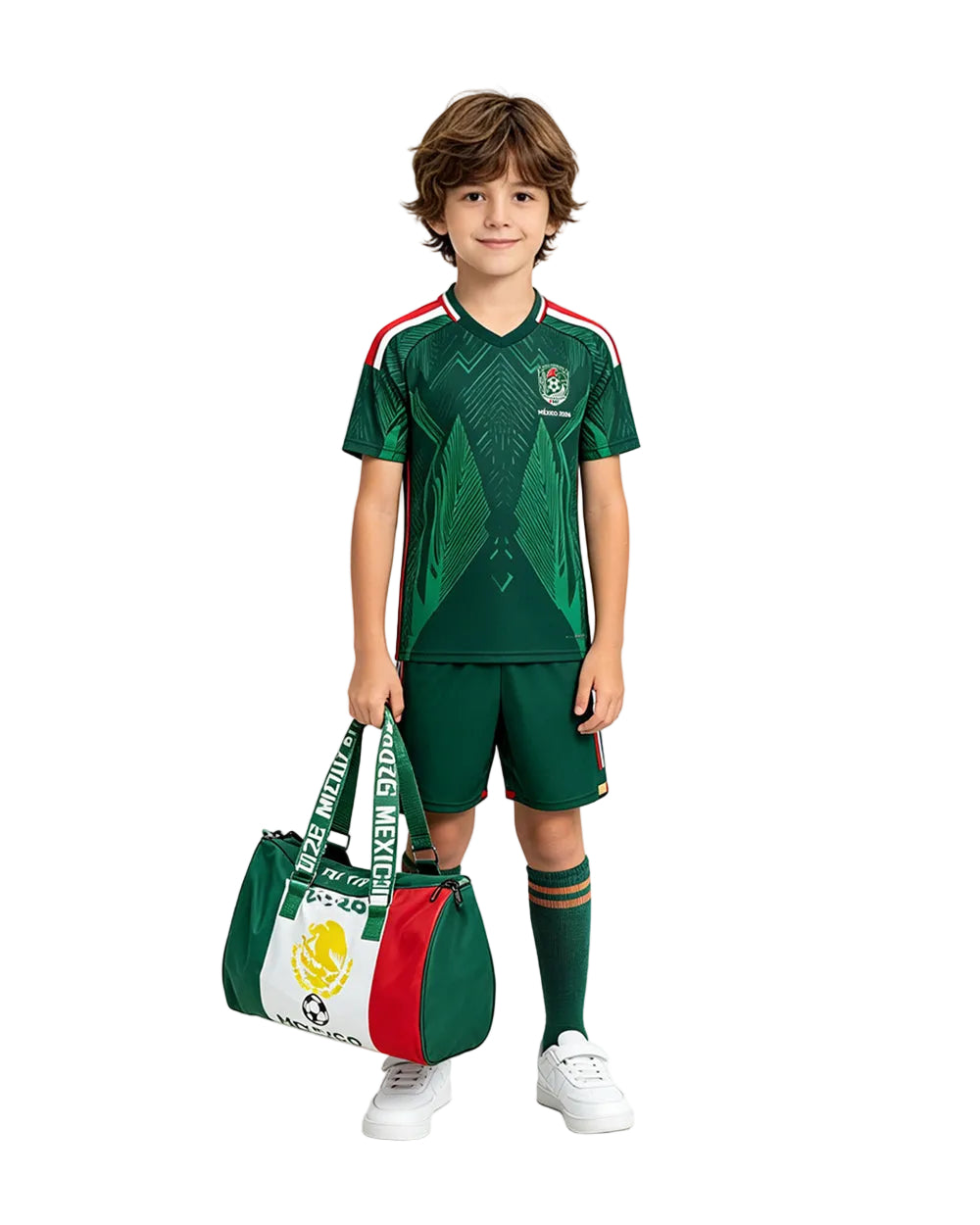 Mexico Soccer Uniform Jersey Shirts Socks and National Duffel Bag Complete Training Kit for Soccer Players