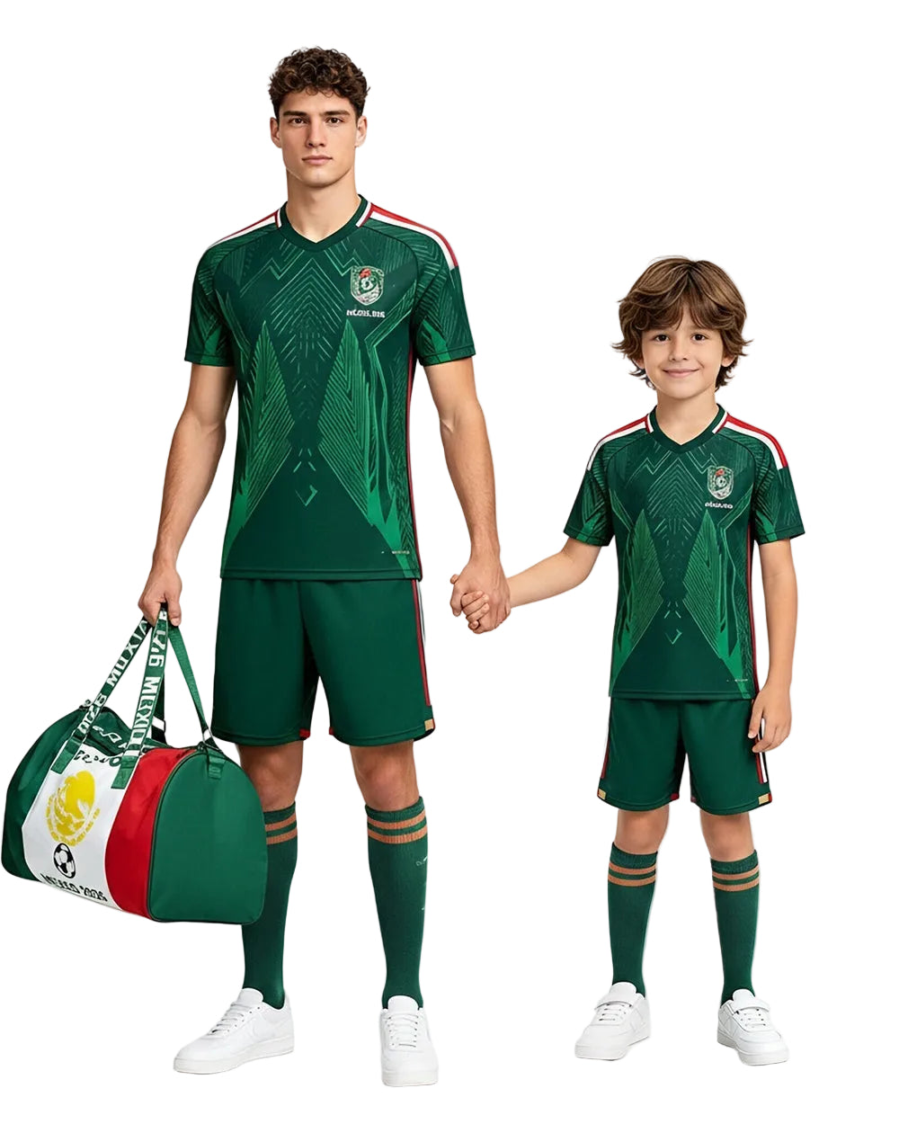 Mexico Soccer Uniform Jersey Shirts Socks and National Duffel Bag Complete Training Kit for Soccer Players