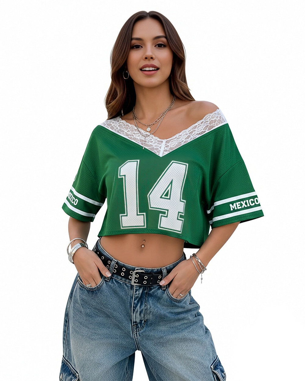 Mexico Female Jersey 2026 Mexico Soccer Jersey for Women Streetwear Crop Shirt