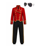 Kids Pop King Costume Red Jacket Pants and Glasses for Cosplay Events Halloween Party