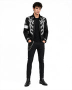 Pop Star Outfit Black Jacket Shirt and Pants 3pcs Suit for Kids Adults Halloween Cosplay Party