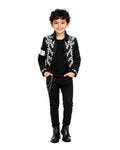 Pop Star Outfit Black Jacket Shirt and Pants 3pcs Suit for Kids Adults Halloween Cosplay Party