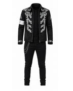 Pop Star Outfit Black Jacket Shirt and Pants 3pcs Suit for Kids Adults Halloween Cosplay Party