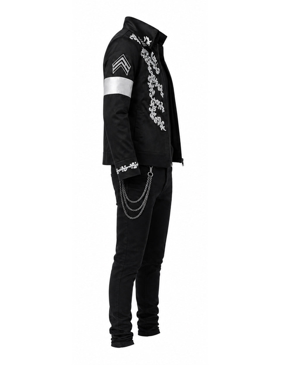 Pop Star Outfit Black Jacket Shirt and Pants 3pcs Suit for Kids Adults Halloween Cosplay Party
