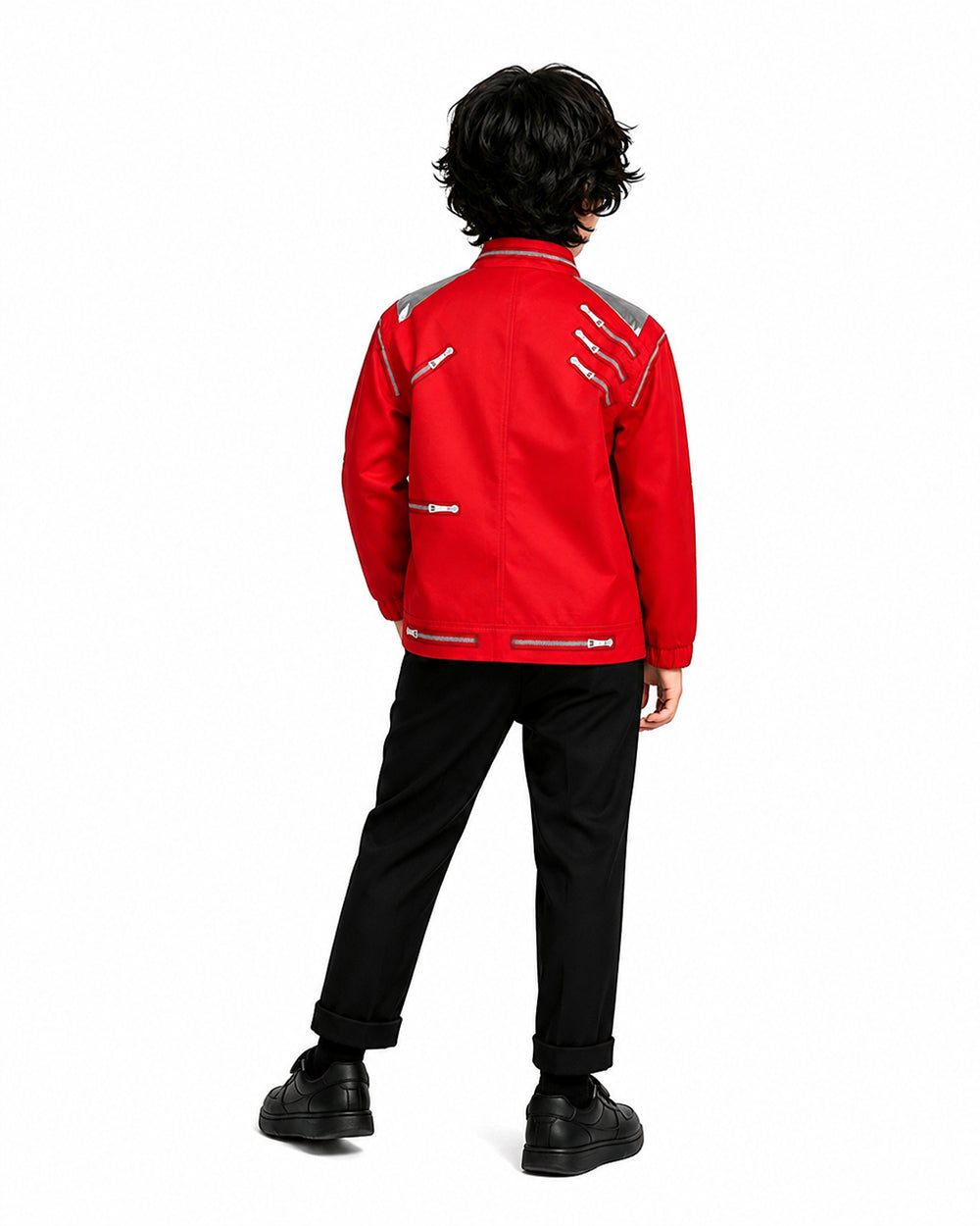 Boys Dance Star Costume Kids 80s Retro Pop Singer 3D Prints Red Jacket T-shirt Pants 3Pcs Set for Stage Performance