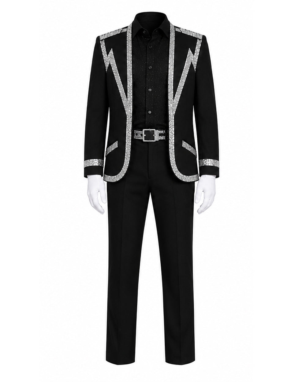 Boys Pop King Costume Black Jacket Shirt Pants and Accessories Full Set for Stage Performance